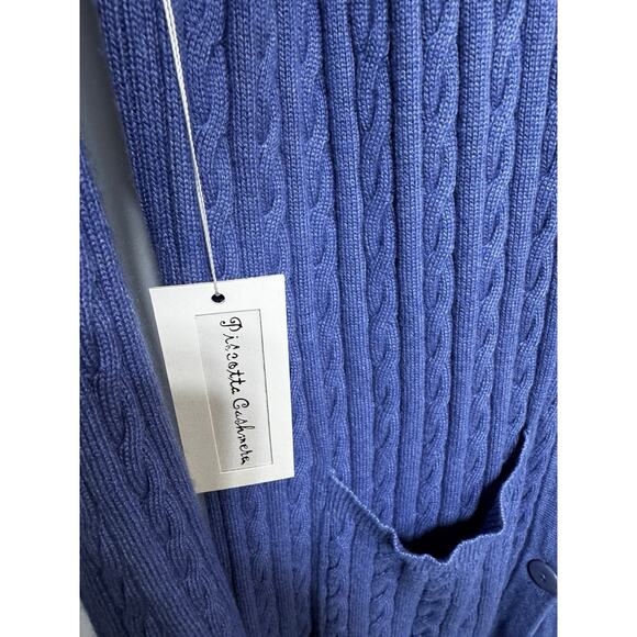 Dolores Piscotta Silk Cashmere Cable Knit Long Cardigan Periwinkle One Size - Picture 3 of 6